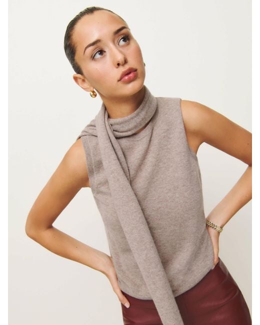 Reformation Gray Elena Cashmere Scarf Tank Top