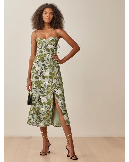 Reformation Kourtney Dress in Green | Lyst Canada