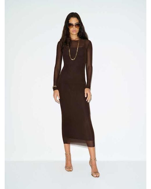 Reformation Brown Rene Mesh Knit Dress