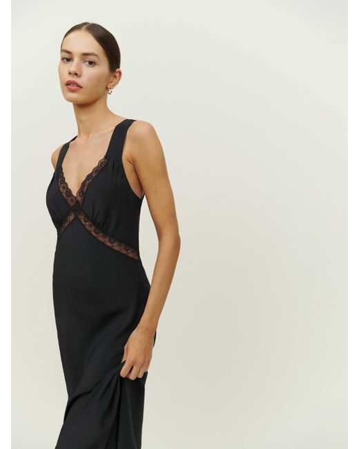 Reformation Black Provence Silk Dress