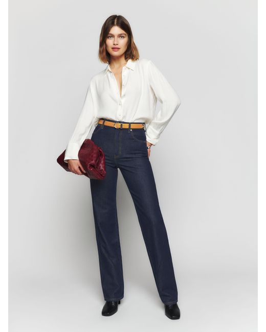 reformation cowboy high rise straight jeans