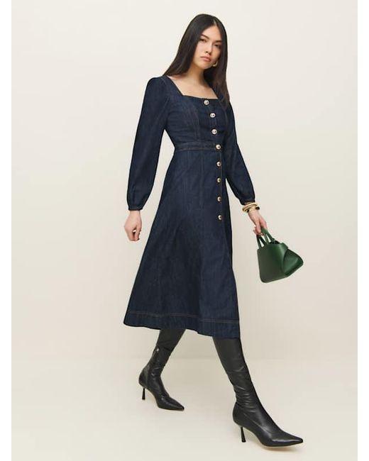 Reformation Blue Celeste Denim Midi Dress 0