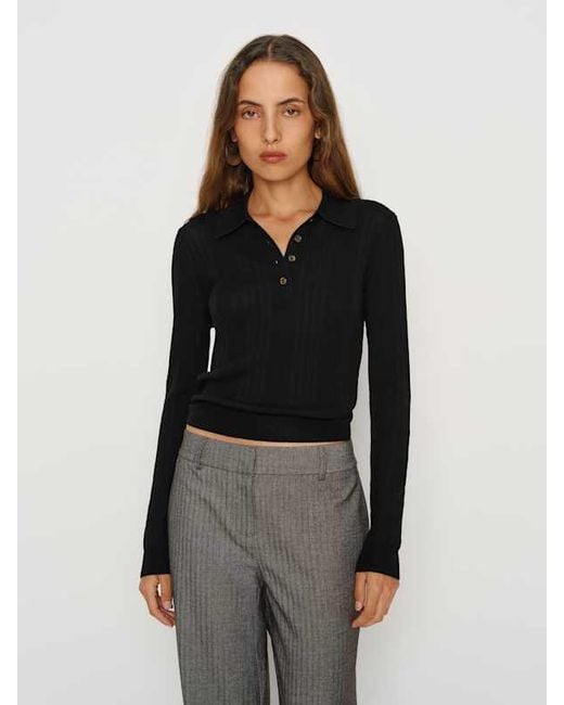Reformation Black Hermia Regenerative Merino Polo