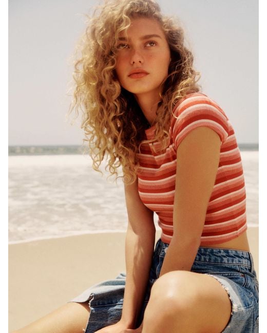 Reformation Orange Muse T-Shirt Stripe