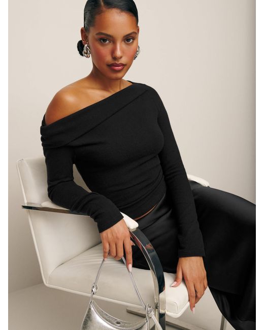 Reformation Black Elio Knit Top