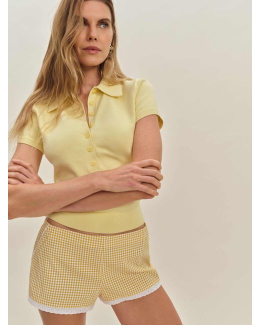 Reformation Natural June Low Rise Short Gingham 10