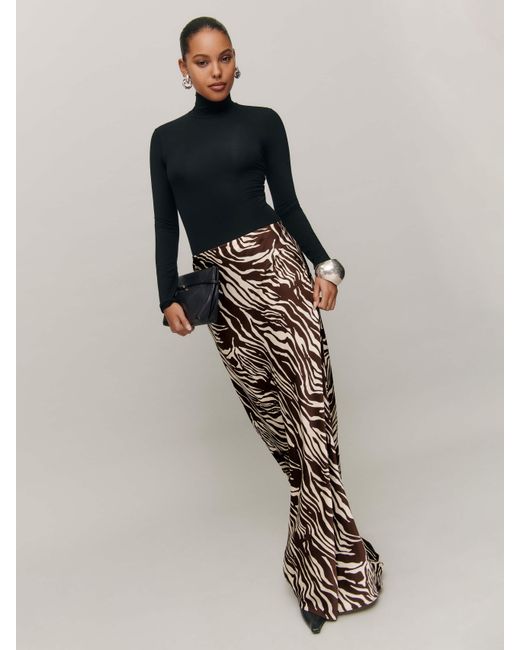 Reformation Black Bella Satin Skirt