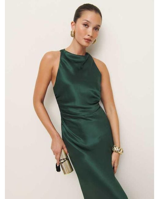 Reformation Green Anaiis Silk Dress 2