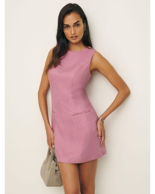 Reformation Pink Citron Linen Dress