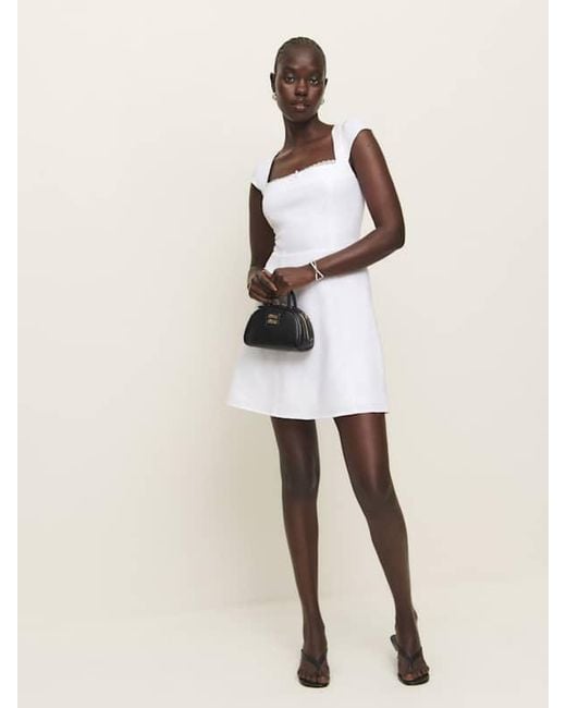 Reformation White Loula Linen Dress 8