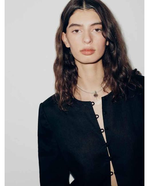 Reformation Blue Ellis Jacket Linen