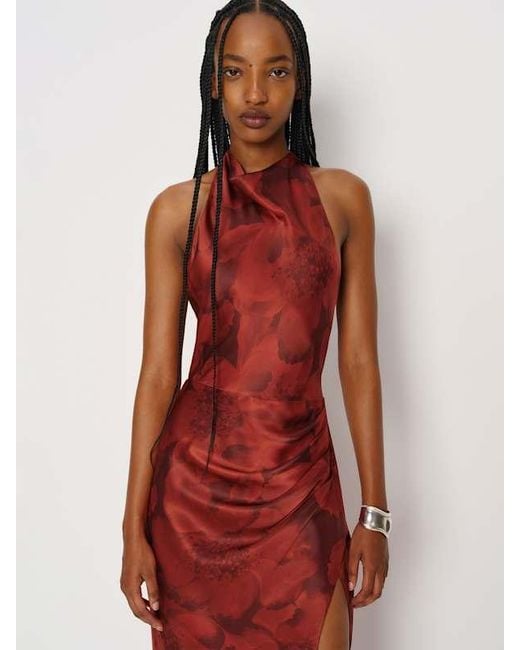 Reformation Red Emeline Silk Dress 0