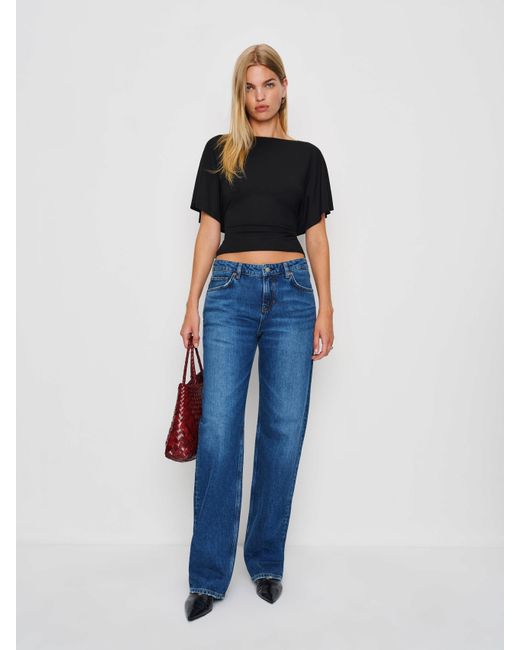 Reformation Blue Avery Knit Top