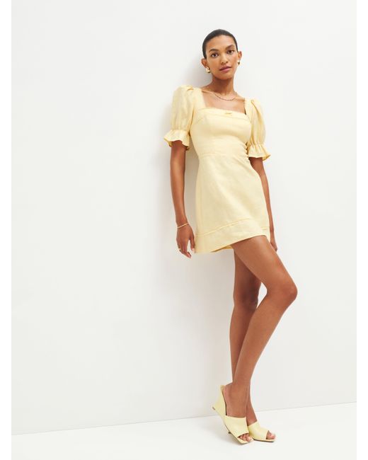 Reformation Evianna Linen Dress in Natural | Lyst