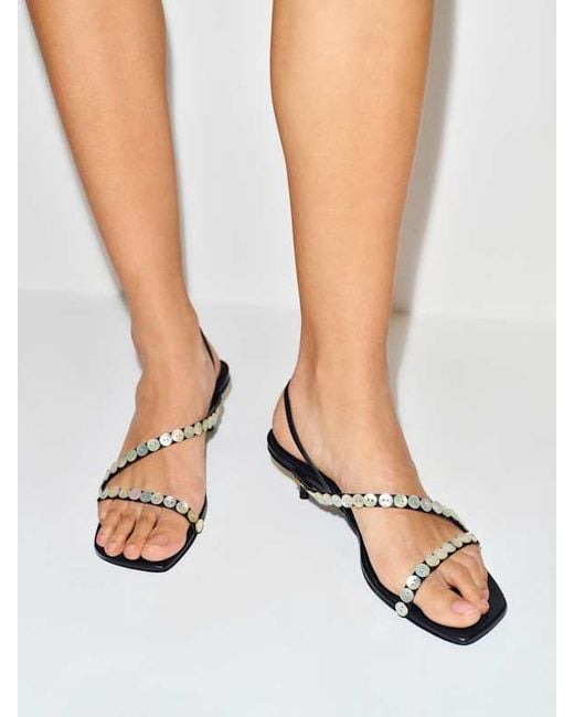 Reformation White Shoshana Heeled Sandal Leather Shell Buttons