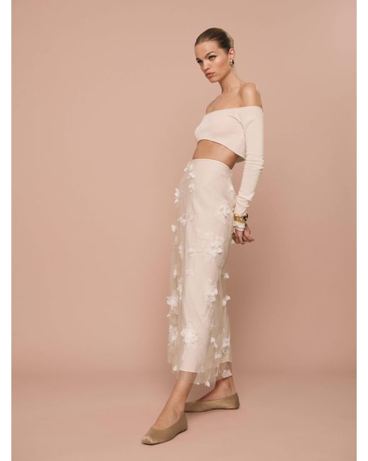 Reformation Natural Gabriella Skirt Floral Appliqué 10