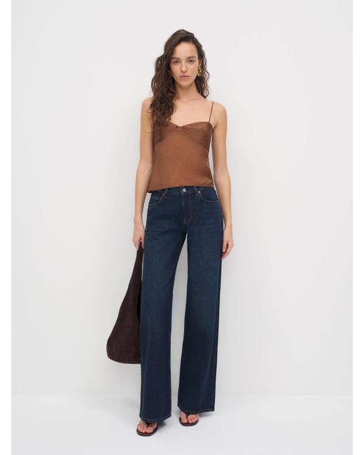 Reformation Blue Cary Low Rise Slouchy Wide Leg Jeans Denim