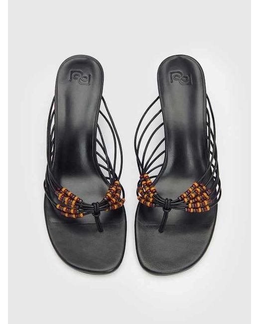 Reformation Black Jessica Heeled Thong Leather