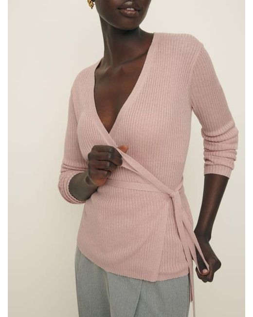 Reformation Natural Blaire Ribbed Wrap Cardigan