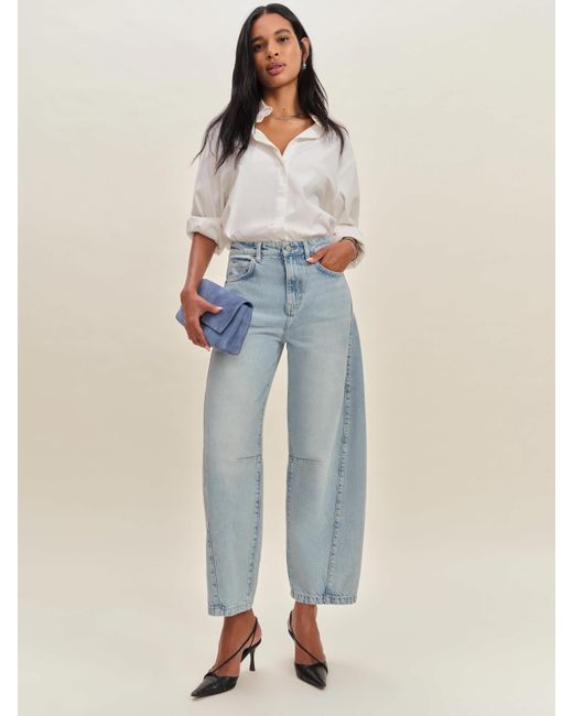 Reformation Blue Tyler Mid Rise Barrel Jeans