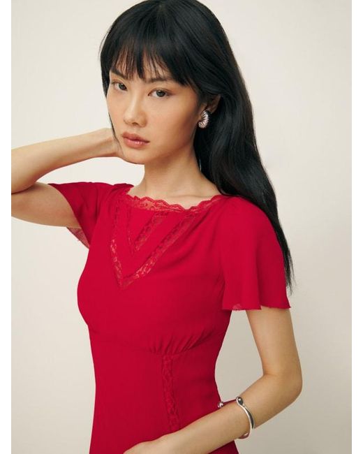 Reformation Red Domini Dress