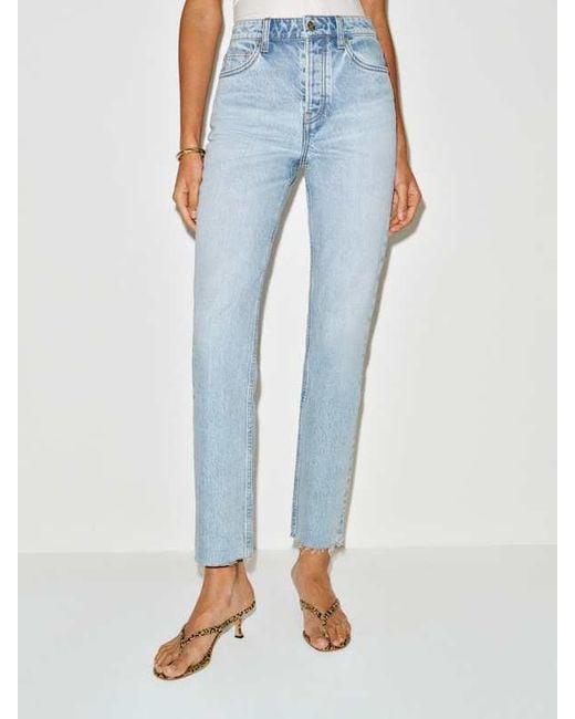 Reformation Blue Cynthia High Rise Straight Jeans Denim