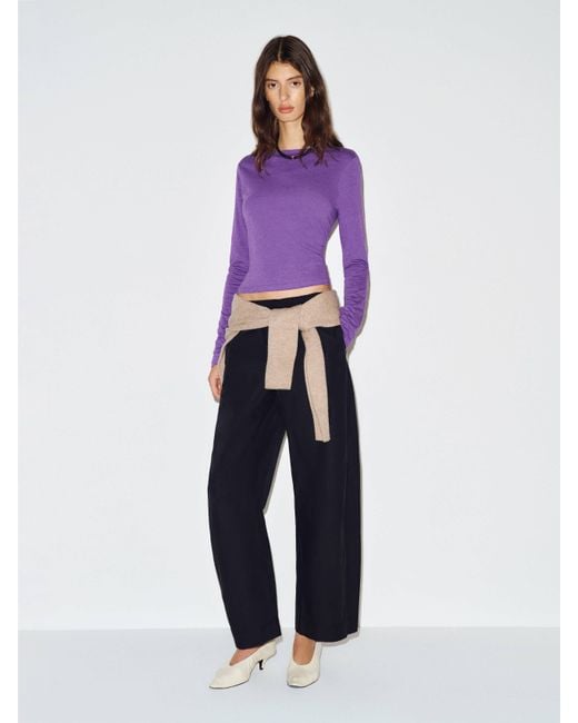 Reformation Purple Ezra Slim Fit Long Sleeve