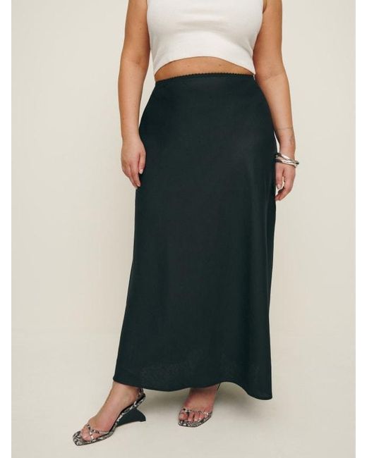 Reformation Black Layla Linen Skirt Es