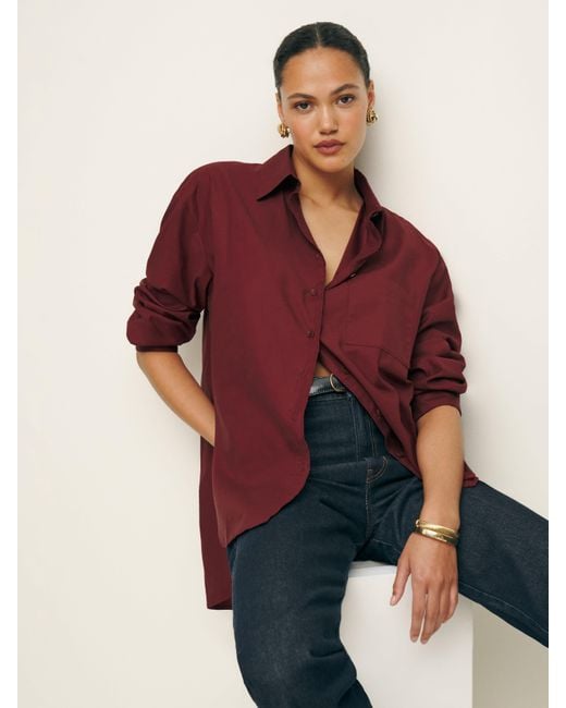 Reformation Red Will Oversized Shirt