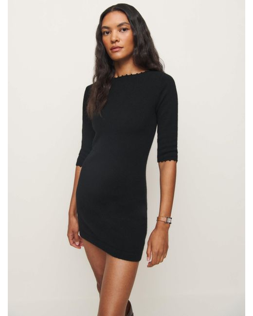 knee length dresses for ladies Everlane Cashmere Long-Sleeve Mini Dress in Black, Size Medium main image 1