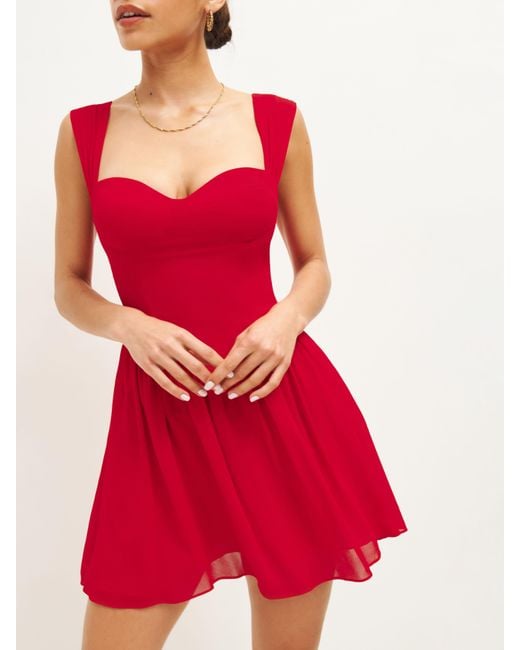 Reformation Red Petites Taiga Dress