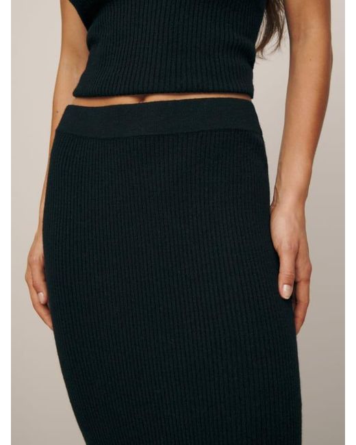 Reformation Black Parvati Cashmere Skirt