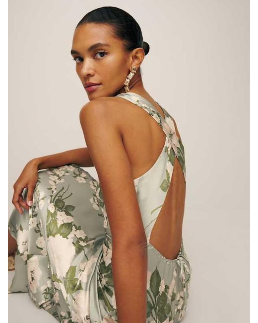 Reformation Natural Anaiis Silk Dress 0