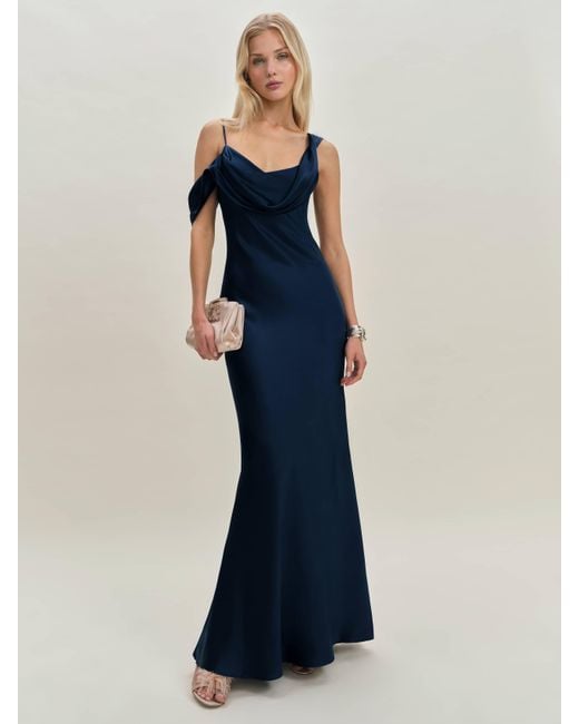 reformation ronda asymmetrical cowl-neck silk maxi dress Reformation Ronda Silk Maxi Dress – The Closet New York main image 0