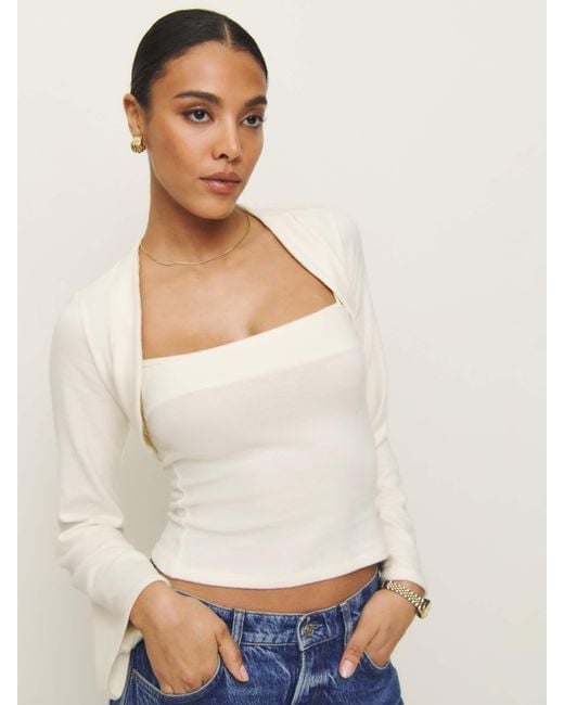 Reformation Women's White Chloe Knit Shrug Set