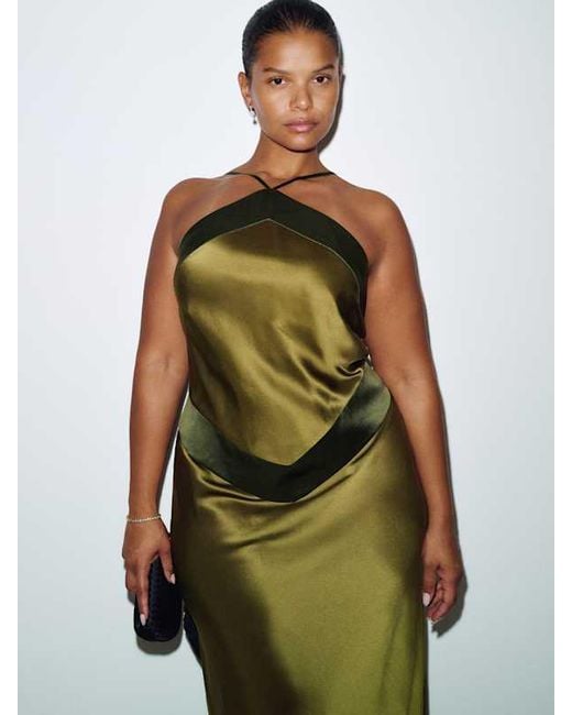 Reformation Green Jillian Silk Dress Es 14