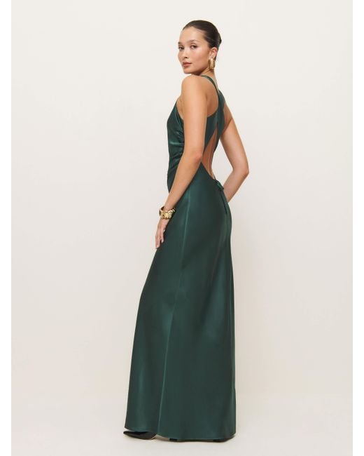 Reformation Green Anaiis Silk Dress 2