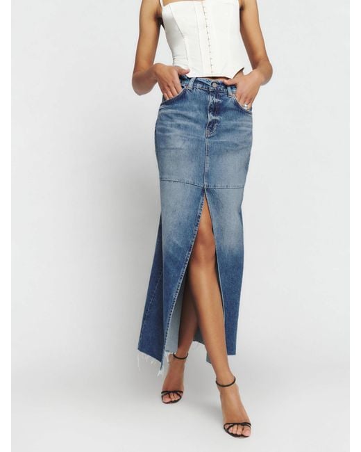 Reformation Blue Tazz Maxi Denim Skirt