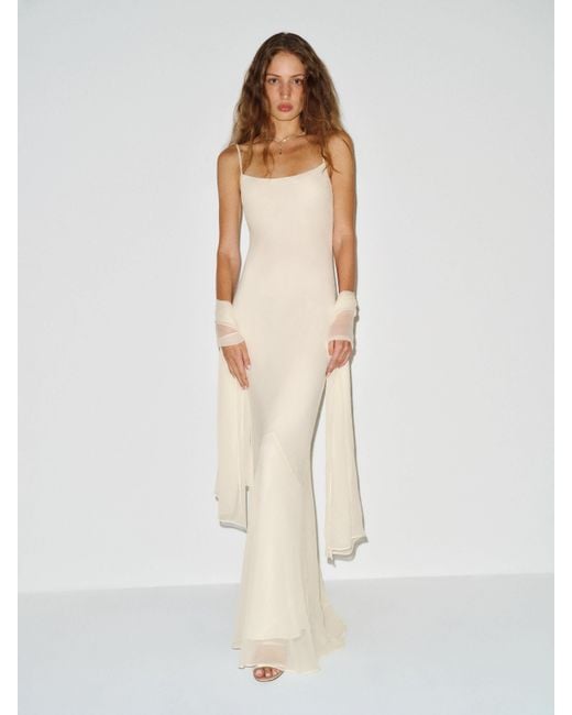 Reformation White Rida Silk Chiffon Dress