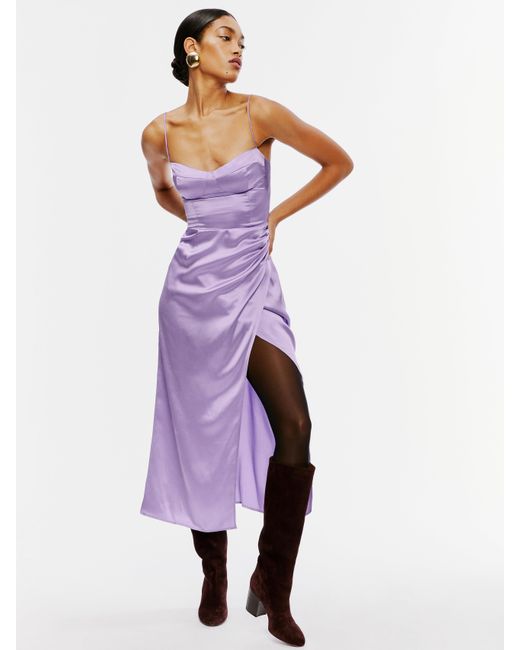 Reformation Purple Marguerite Silk Dress