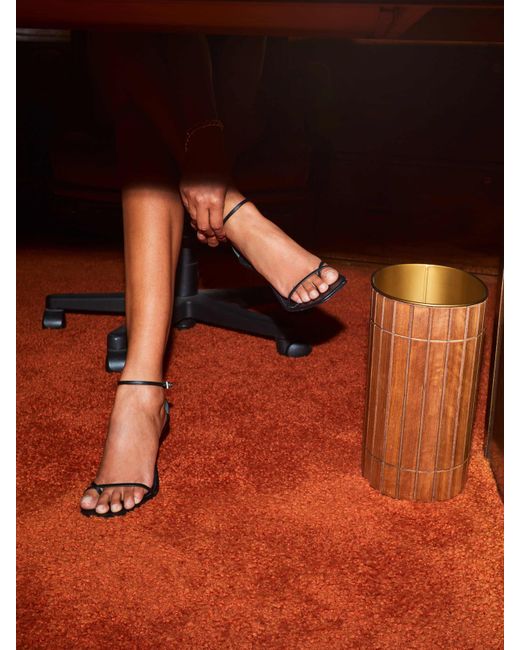 Reformation Orange Gigi Strappy Mid Heel Sandal