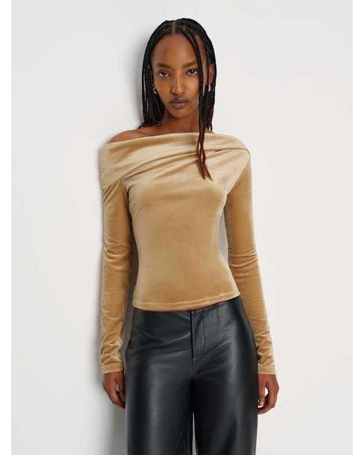 Reformation Metallic Elio Knit Top Velvet