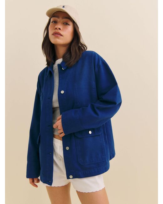 Reformation Blue Callum Denim Chore Jacket French