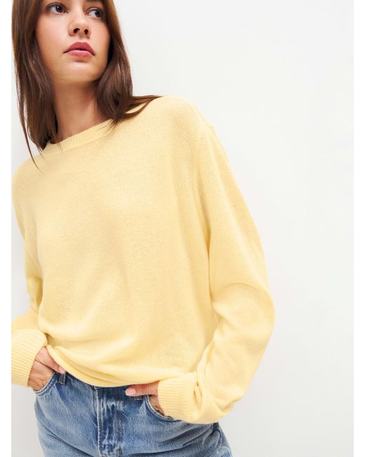 Reformation Yellow Cashmere Boyfriend Sweater