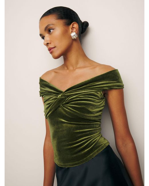 Reformation Green Ezlynn Knit Top