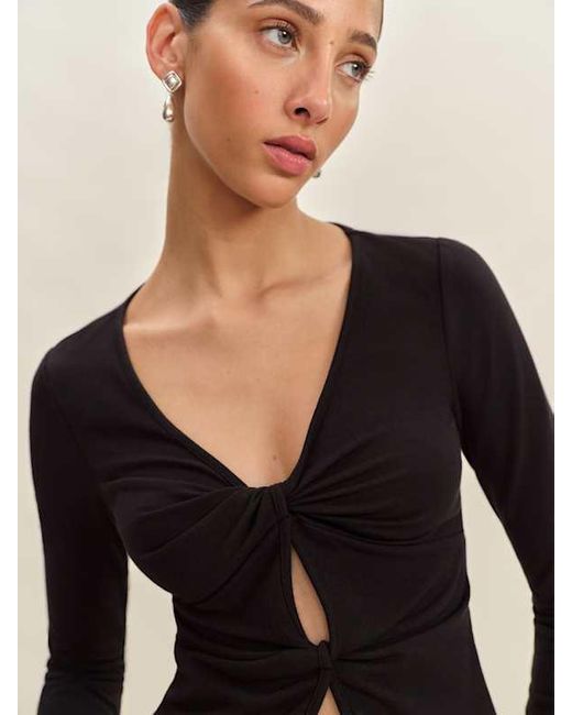 Reformation Black Silas Knit Top