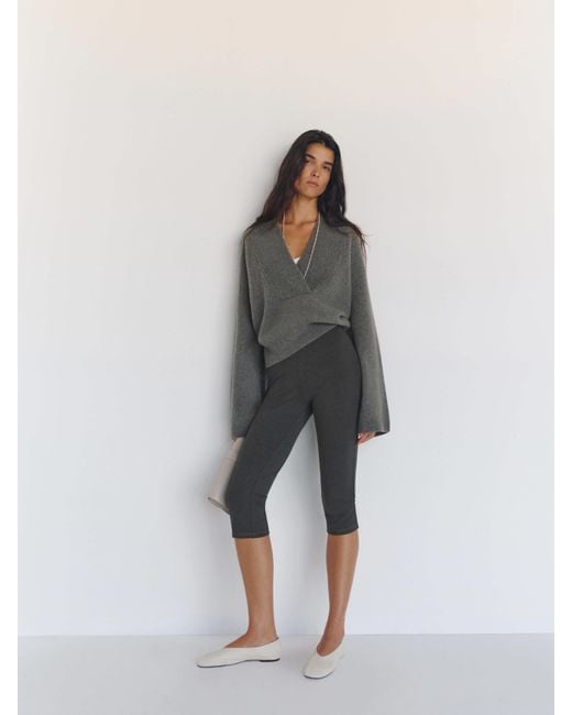Reformation Gray Jill Cropped Knit Pant Heather