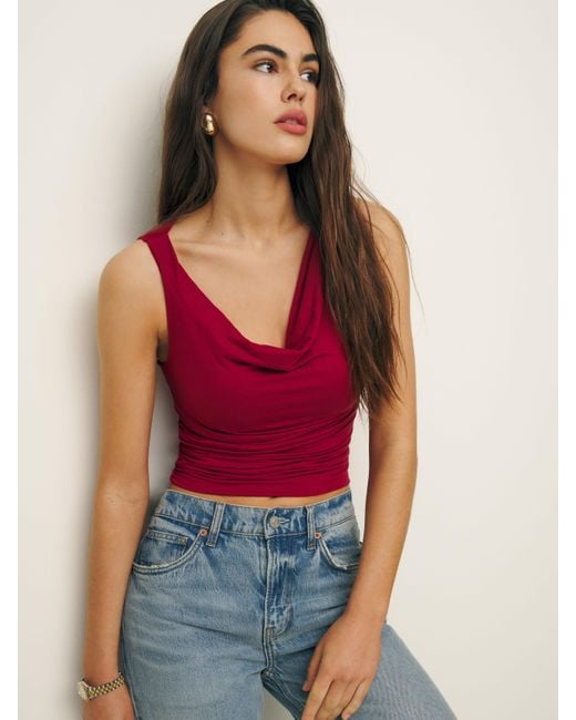 Reformation Red Darla Knit Top
