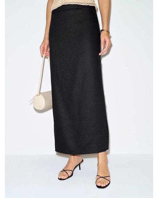 Reformation Black Lydia Linen Skirt