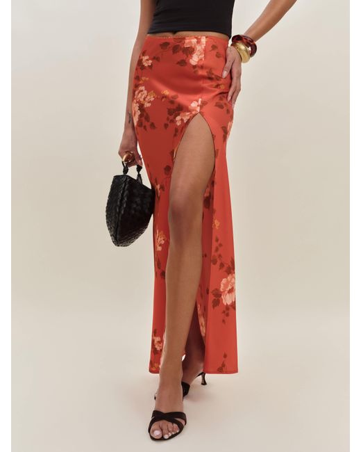 Reformation Multicolor Layla Satin Skirt With Slit